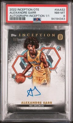 2022 TOPPS INCEPTION OTE OVERTIME ELITE AUTO #IAAS2 ALEXANDRE SARR 1/1 PSA 8 - Image 1 of 2