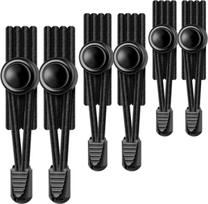 UpUGo Elastic Shoe Laces, No Tie Laces Tieless 3 pairs, Plain Black X3  - Picture 1 of 7