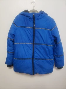 CALVIN KLEIN JEANS BOYS BLUE HOODED LOGO PUFFER COAT WINTER~ SIZE LARGE(14/16) - Picture 1 of 5