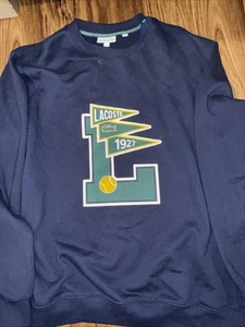 Lacoste Sweater Mens 3XL Navy Tennis Graphic Logo Crewneck Sweatshirt Pullover - Picture 1 of 4