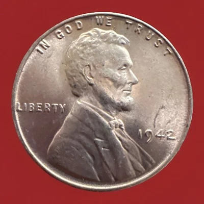1942-P Red BU Lincoln Wheat Cent “Sold As Pictured" Fast S&H W/Tracking 884 - Image 1 of 4