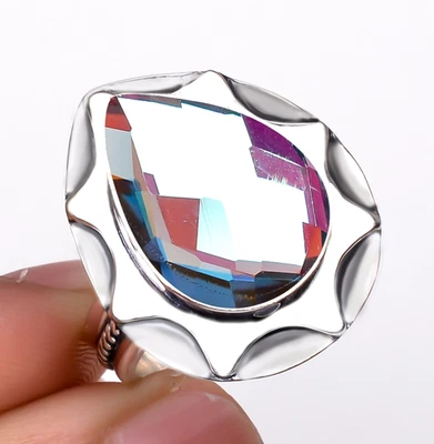 Rainbow Mystic Topaz Gemstone 925 Sterling Silver Handmade Jewelry Ring All Size - Image 1 of 4