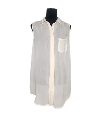 Minkpink Sheer Nude Sleeveless Button Front Tunic Blouse Draped Back Size Small  - Image 1 of 4