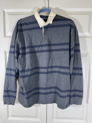 De Colección Grant Thomas Hombres Manga Larga Rugby Polo Talla Mediana Gris Todo Algodón Foto 1 de 4