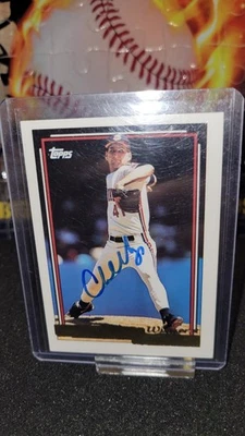 Tarjeta de béisbol Topps 1992 autografiada a mano de los Indios de Cleveland-Charles Nagy Foto 1 de 2