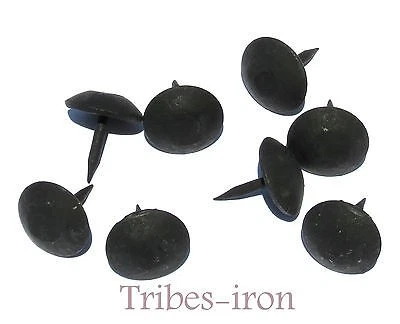 40 Hand Forged Clavos 1" Black Round Domed Head Nails Iron Door Decor Studs Lot - Image 1 of 4
