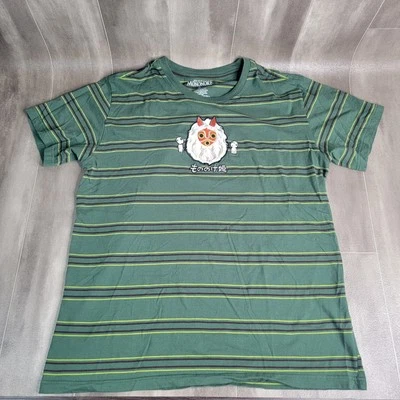 Princess Mononoke Shirt L Green Striped Organic Cotton Studio Ghibli Embroidered - Image 1 of 4