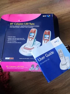 BT Cordless Phone Twin With Main Base + Extra Charger Base - Calypso 120 - Photo 1/6