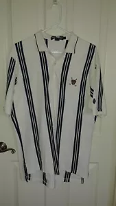 Men's Ralph Lauren Polo Golf Leaf & Shield Logo S/S Polo Shirt Striped Sz L - Picture 1 of 8