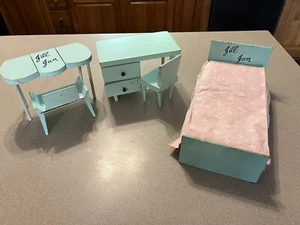 Vogue Jill / Jan Doll Bed spreDesk Chair vanity Set Furniture Blue 1957 RARE HTF - Picture 1 of 19
