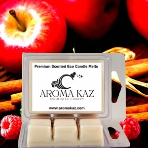 Apple Cinnamon Raspberry Scented Candle Melts 80hr Clam Packs Hand Poured - Picture 1 of 10