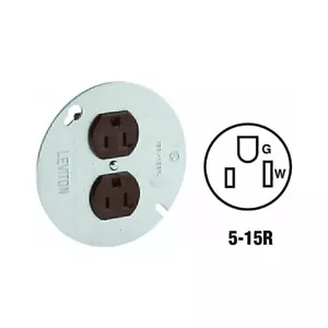 Leviton 5042 15 Amp, 125 Volt, Duplex Buchse auf 4 Zoll Abdeckung, verzinkt - Bild 1 von 8