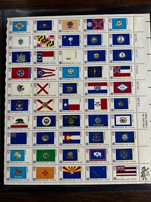 Scott #1633-82 1976 State Flags Sheet of 50 13¢ Stamps - Image 1 of 2