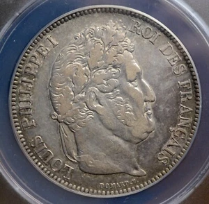 1834-A FRANCE SILVER 5 FRANCS ANACS VF35 ORIGINAL - Picture 1 of 4