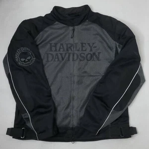 Harley Davidson Lightweight Mesh Padded Jacket Mens Large Willie G Skull Logo - Picture 1 of 20