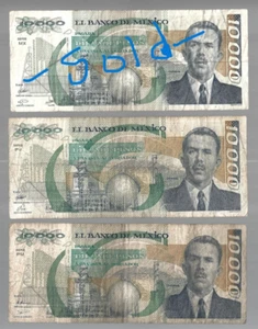 MEXICO 💥1988 or 1989 .. 1X10000 pesos .. ONE NOTE 💥Lot#240 - Picture 1 of 6