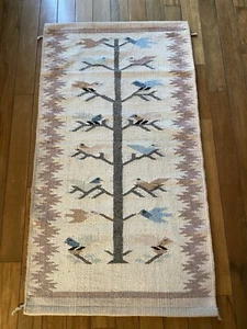Mexican Tree Of Life Handwoven Wool Rug 53” X29” - Picture 1 of 9