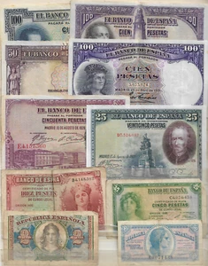 LOTE DE 10 BILLETES DE LA SEGUNDA REPÚBLICA. CIRCULADOS. - Imagen 1 de 2