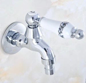Bathroom Polished Chrome Washing Machine Faucet Cold Water Tap Wall Mounted - Picture 1 of 6