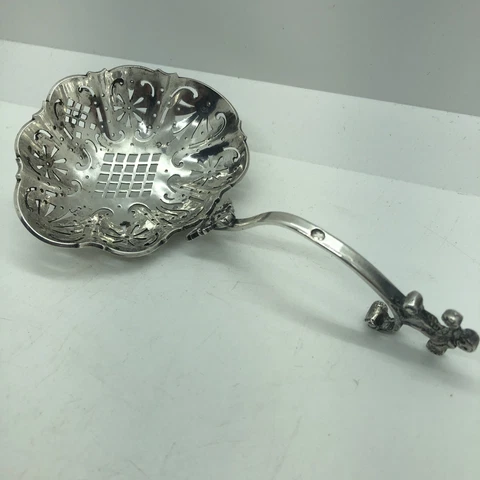Antique Ornate Sterling Silver Sugar Sifter Spoon Early 1900s Groningen Vintage Cover