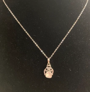 Platinum over .925 Sterling Silver Polki Diamond Pendant on 18" Sterling Chain - Picture 1 of 13