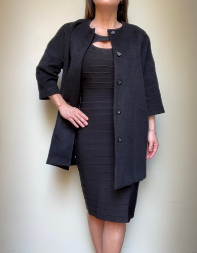 Cappotto auto McQ Alexander McQueen lana cashmere senza colletto maniche a 3 4 IT 38 US 2 4