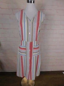 Old Navy Womens Striped Sleeveless Button-Down Dress Sz S Linen Blend - Picture 1 of 11