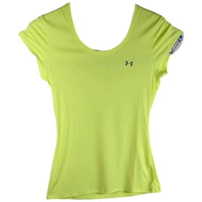 Yellow UNDER ARMOUR Workout Top Womens Small Short Sleeve Reflective Visible - Image 1 of 4