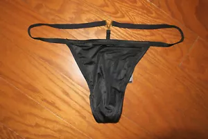 ❤️ S VICTORIA'S SECRET ❤️ G V-STRING THONG SATIN ❤️ VERY SEXY BLACK PANTIES NEW - Picture 1 of 4