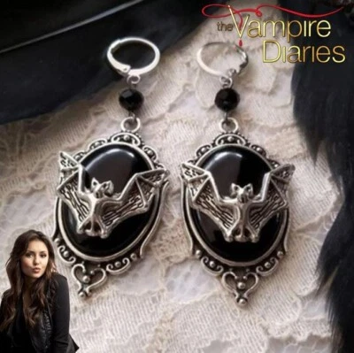 Pendientes de murciélago de The Vampire Diaries: gótico, vampiro, plata antigua, aro, gota Foto 1 de 3