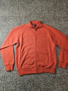 Ralph Lauren Sweatshirt Men Medium Orange Polo Jeans Company Zip-Up Casual - Picture 1 of 9