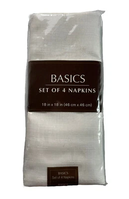 Juego de 4 servilletas blancas Benson Mills 18x18 mesa de comedor básica de poliéster texturizado Foto 1 de 4