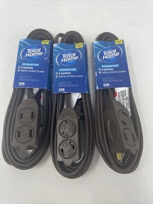 Cable de extensión de vinilo marrón de 3 X 9 pies, 3 salidas protectores de seguridad para interiores totales Foto 1 de 4