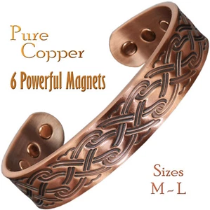 Mens Celtic Bracelet Wide Painful Joints Magnetic Therapy Copper Bangle M-L (CP) - Imagen 1 de 7