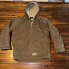 CE Schmidt Jacket Youth Medium Brown Sherpa Lined Work Wear Hooded Barn 10 12
