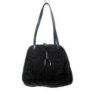 Christian Dior Handbag Duffel Bag Shoulder Nylon Switch Enamel Leather Logo Char