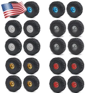 1.9 Rc Mud Crawler Tires 114mm & Wheels Beadlock Rims For AXIAL SCX10 TRX4 etc - Picture 1 of 18