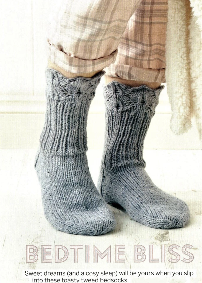 Cosy Bedsocks In Merino wool  Knitting Pattern Foot size round 9.5inch - Image 1 of 1