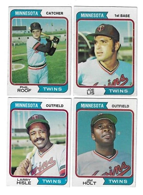 1974 TOPPS, JIM HOLT, LARRY HISLE, PHIL ROOF & JOE LIS. MINNESOTA TWINS - Image 1 of 4