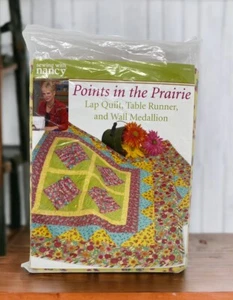 Nancy's Notions Points in the Prairie Lap Quilt Kit 68”x68” Pattern Book Fabric - Picture 1 of 4