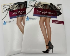 Parte superior de control de pantimedias 2 Pr Hanes Silk Reflections sedosa perla transparente talla a chorro CD - Imagen 1 de 5