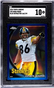 2010 Topps Chrome Blue Refractor #C55 Hines Ward /100 SGC 10 GEM MINT Steelers - Picture 1 of 2