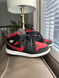 Nike Air Jordan Toddler 9C Shoes Mid GS Black Varsity Red White DQ8425-067 - Picture 1 of 9