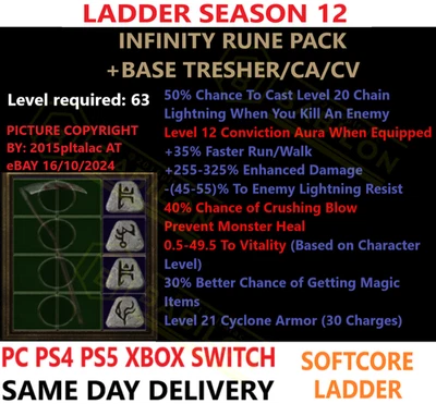 ✅PC PS4 PS5 XBOX SWITCH✅LADDER Infinity Base+rune Diablo 2 Resurrected Items D2R - Image 1 of 3