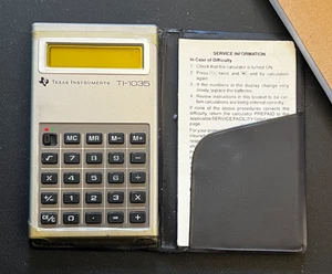 Vintage 1979 Texas Instruments TI-1035 Slimline Calculator w/ Case & Manual - Picture 1 of 7