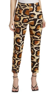 SERGIO HUDSON runway $895 Safari Animal Print Crop Cigarette Pants Size 4 - Image 1 of 4
