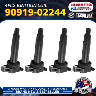 Bobina de encendido Premium 4 piezas nueva para Toyota RAV4 2005-2008 2,4 L 90919-02244 OEM Foto 1 de 4