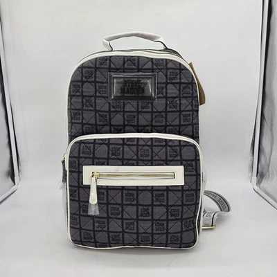 Steve Madden Backpack D0326100 Black White BSherry Quilted Logo Mesh Pockets - Image 1 of 4