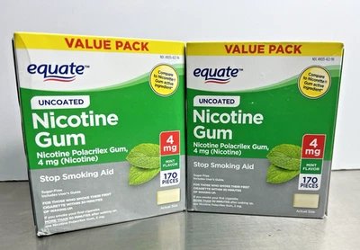 2 X Equate Nicotine Gum Coated Cool Mint Flavor-  4 Mg - 170 Count EXP 7/26 - Image 1 of 4