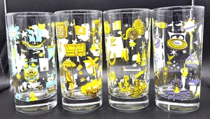 Disney Parks Vintage Maps Drinking Glasses Set of 4 Original Parks - Picture 1 of 13